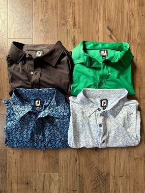 FootJoy Men’s Polo Bundle in Black, Green, Navy Floral and Light Blue Floral